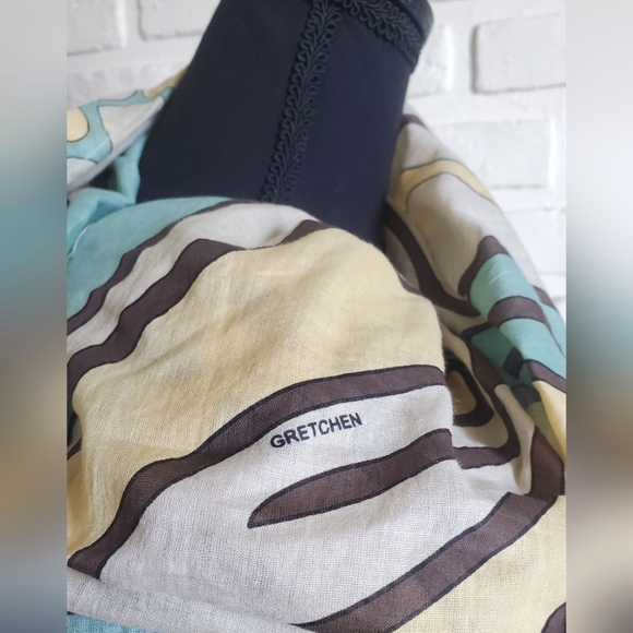 Gretchen Scott Funnel Tunic Top Cowl Neck Blue Bohemian Long Sleeves Size Large - Picture 7 of 12